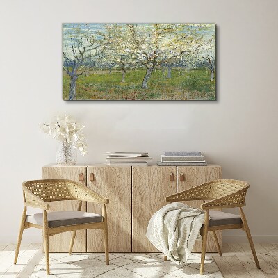 Flowering trees in the spring sun Canvas Wall art