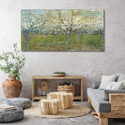 Flowering trees in the spring sun Canvas Wall art