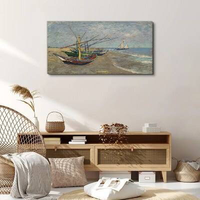 Boats on the beach van gogh Canvas Wall art