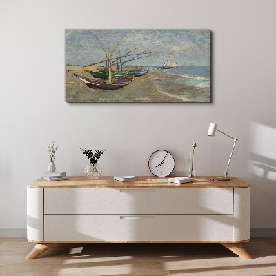 Boats on the beach Canvas Wall art