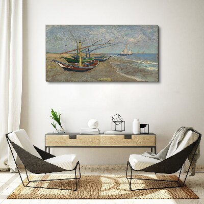 Boats on the beach Canvas Wall art