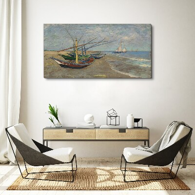 Boats on the beach van gogh Canvas Wall art