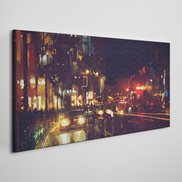 Night street in the glow of lights Canvas print