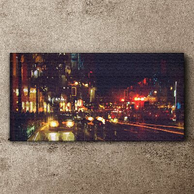 Night street in the glow of lights Canvas print
