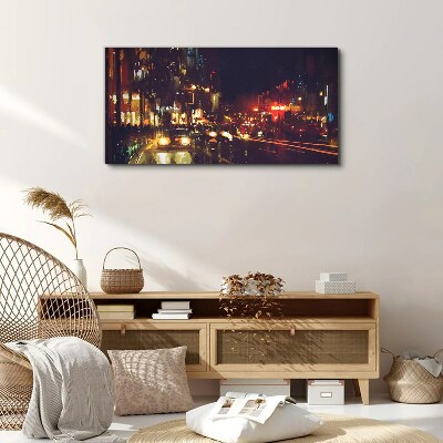 Night street in the glow of lights Canvas print