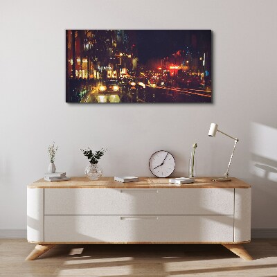Night street in the glow of lights Canvas print