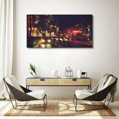 Night street in the glow of lights Canvas print