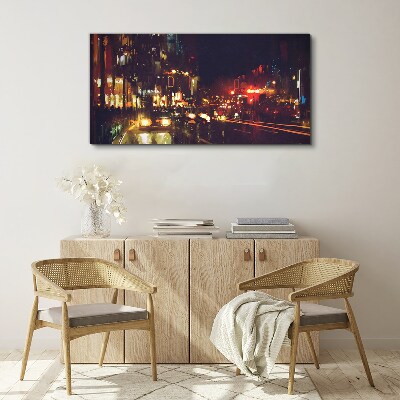 Night street in the glow of lights Canvas print