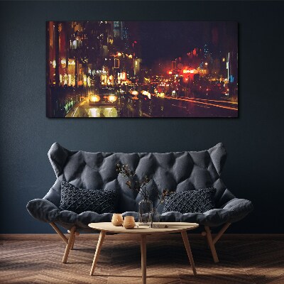 Night street in the glow of lights Canvas print