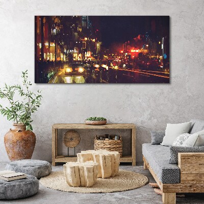Night street in the glow of lights Canvas print