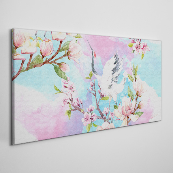 Floral landscape with a crane Canvas print