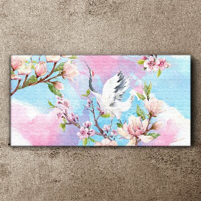 Floral landscape with a crane Canvas print