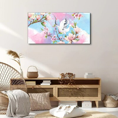 Floral landscape with a crane Canvas print