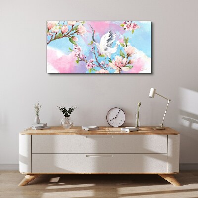 Floral landscape with a crane Canvas print
