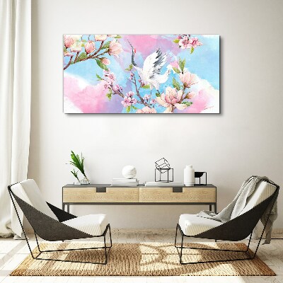 Floral landscape with a crane Canvas print