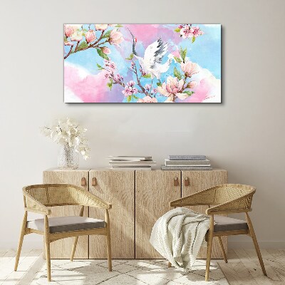 Floral landscape with a crane Canvas print