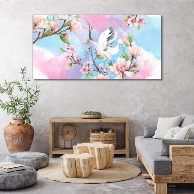Floral landscape with a crane Canvas print