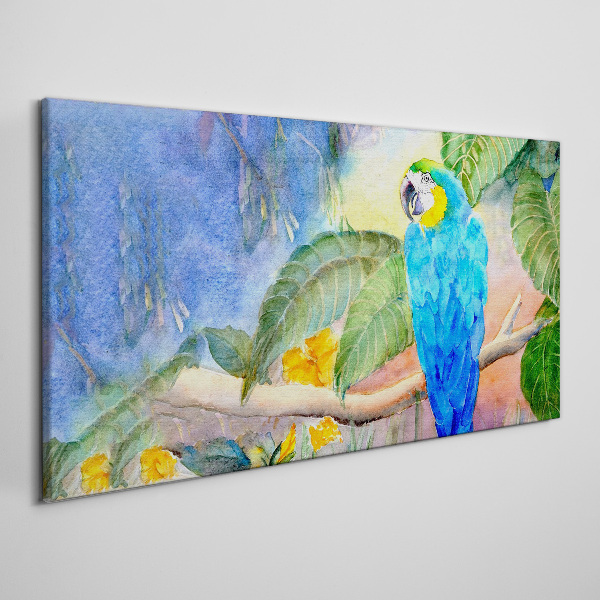 Tropical parrot in watercolor Canvas print