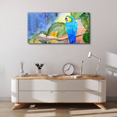Tropical parrot in watercolor Canvas print