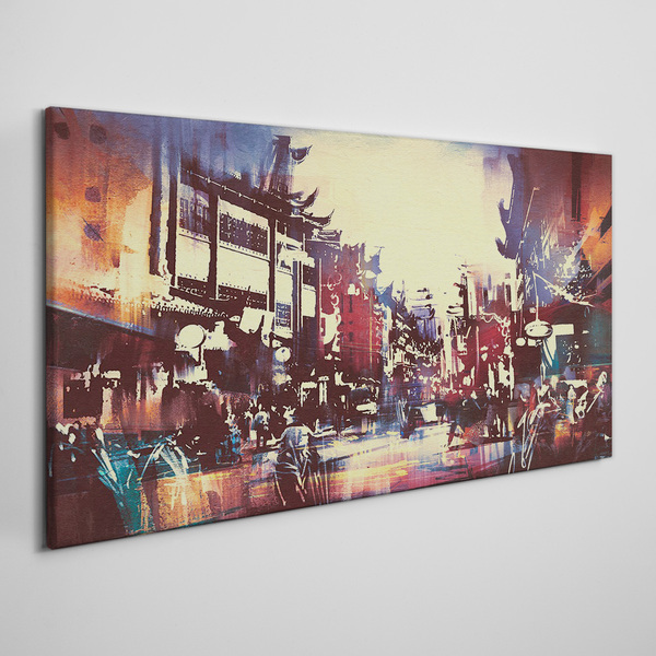 Streetscape in night colors Canvas print