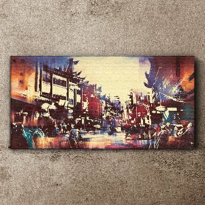 Streetscape in night colors Canvas print