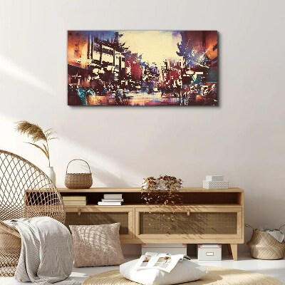 Streetscape in night colors Canvas print
