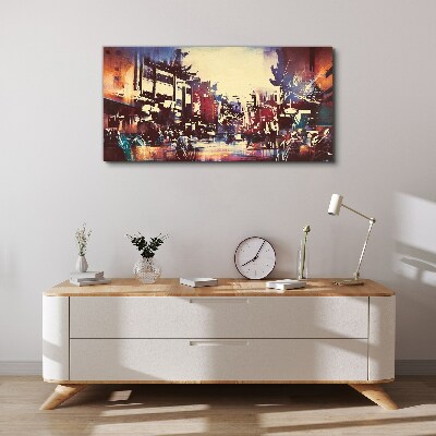 Streetscape in night colors Canvas print