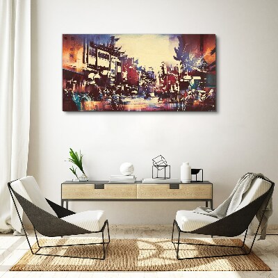 Streetscape in night colors Canvas print
