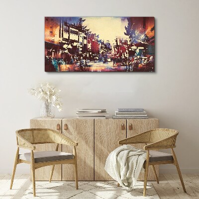 Streetscape in night colors Canvas print