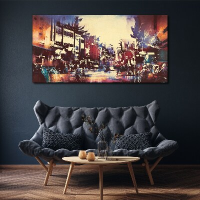 Streetscape in night colors Canvas print