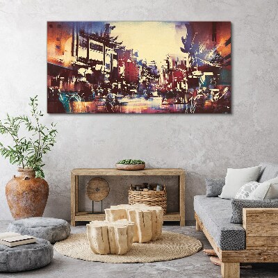 Streetscape in night colors Canvas print