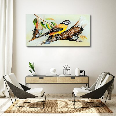 Bird on a branch Canvas print