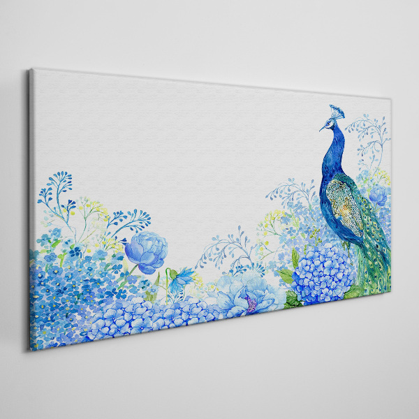 Flowers bird peacock Canvas print
