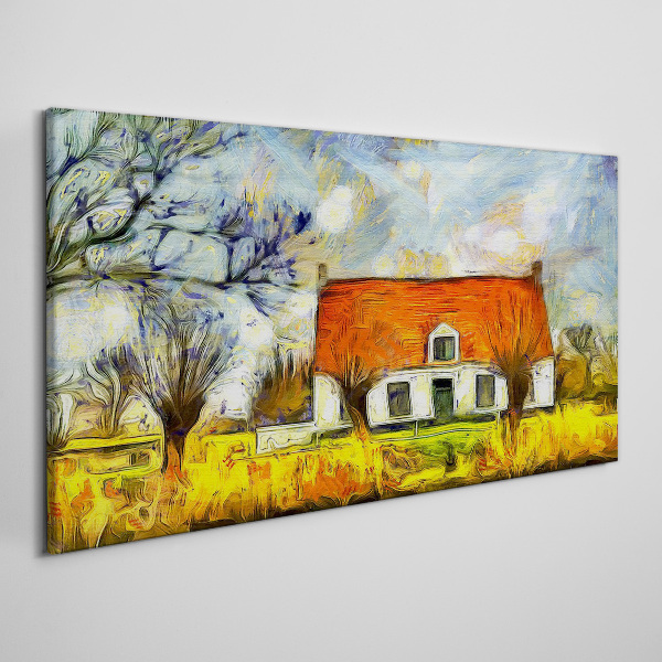 A colorful country cottage in the landscape Canvas print