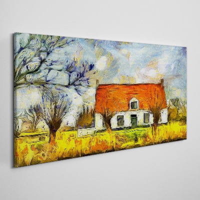 A colorful country cottage in the landscape Canvas print