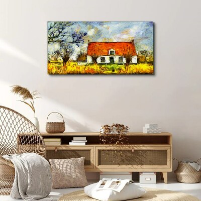 A colorful country cottage in the landscape Canvas print