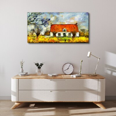 A colorful country cottage in the landscape Canvas print