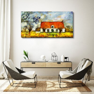 A colorful country cottage in the landscape Canvas print
