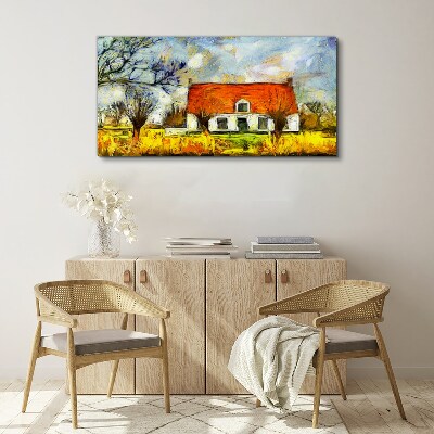 A colorful country cottage in the landscape Canvas print