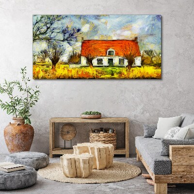 A colorful country cottage in the landscape Canvas print