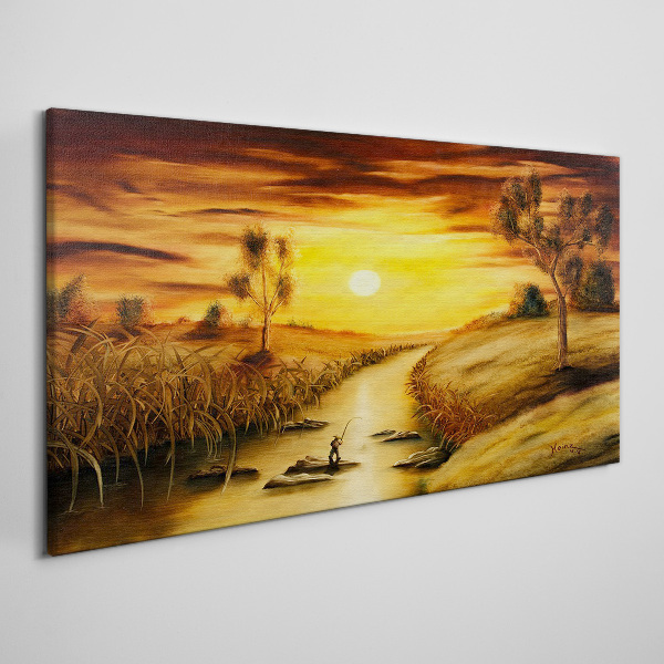 Golden hour on the river Canvas print