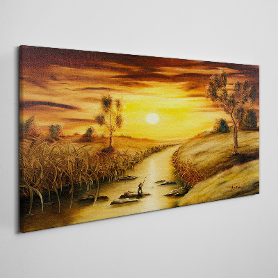 Golden hour on the river Canvas print
