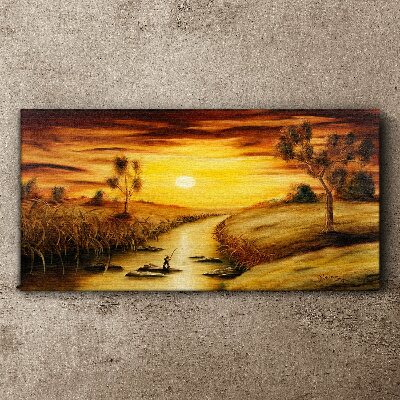 Golden hour on the river Canvas print