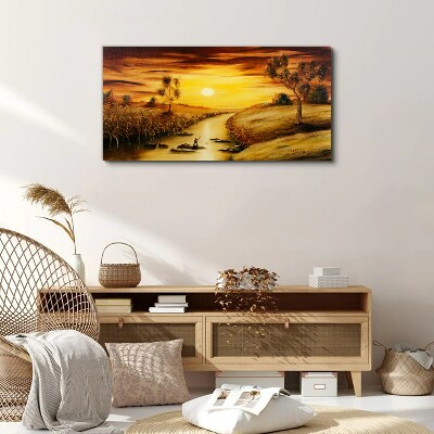 Golden hour on the river Canvas print