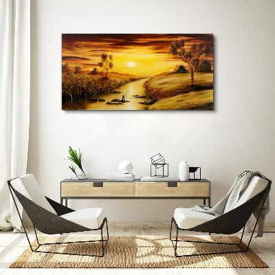 Golden hour on the river Canvas print