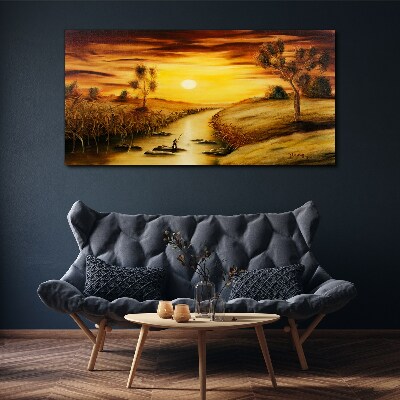 Golden hour on the river Canvas print