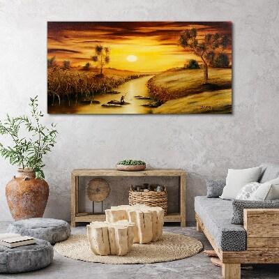 Golden hour on the river Canvas print