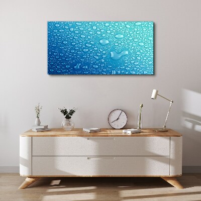 Water drops on a blue background Canvas print
