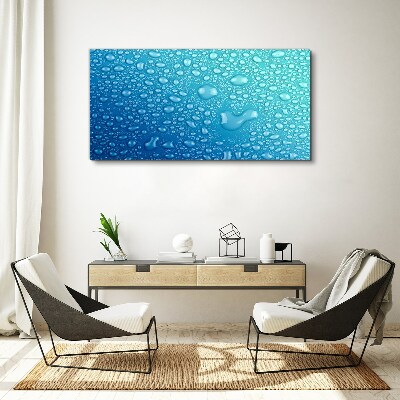 Water drops on a blue background Canvas print