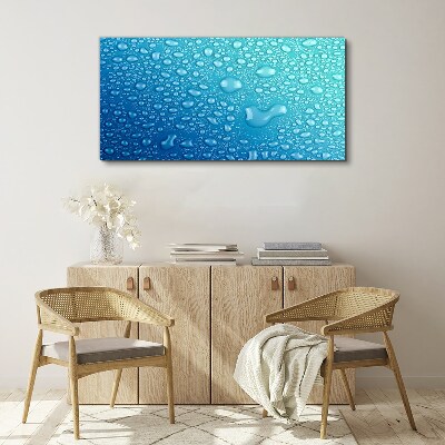 Water drops on a blue background Canvas print